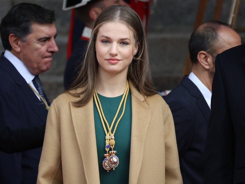 La Princesa Leonor a su llegada al Congreso de los Diputados este miércoles para presidir junto a sus padres la ceremonia de apertura de la XV Legislatura.